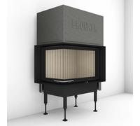 Insert bois Brunner BKH 5.0 d'angle 42-66-42 porte coulissante 9 kW Dôme en fonte ⌀ 200 mm, gauche avec cadre de finition