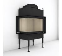 Insert bois Brunner BKH 5.0 d'angle 42-66-42 porte pivotante 9 kW Dôme en fonte ⌀ 180 mm bas, gauche avec cadre galbé