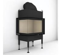 Insert bois Brunner BKH 5.0 d'angle 42-66-42 porte pivotante 9 kW Dôme en fonte ⌀ 200 mm, gauche avec cadre de montage
