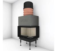 Insert bois Brunner BKH 5.0 Eck 42-66-42 porte coulissante 9 kW Capot moulé MAS 440 module d'extension réservoir de stockage double coque Ø 180 mm, Anbaurahmen, schwarz 60 mm, rechts