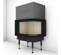 Insert bois Brunner BKH 5.0 Eck 42-66-42 porte coulissante 9 kW Couvercle en fonte ⌀ 200 mm, Anbaurahmen, schwarz 60 mm, rechts