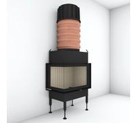 Insert bois Brunner BKH 5.0 Eck 42-66-42 porte pivotante 9 kW Capot moulé MAS 440 module d'extension réservoir de stockage double coque Ø 180 mm, Anbaukante, Eckverglasung links