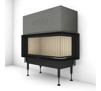 Insert bois Brunner BKH 5.0 Eck 42-98-42 porte coulissante 11 kW Couvercle en fonte ⌀ 200 mm, Anbaurahmen, schwarz 60 mm, rechts