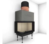 Insert bois Brunner BKH 5.0 Eck 50-82-42 porte coulissante 10 kW Capot moulé MAS 440 module d'extension réservoir de stockage double coque Ø 180 mm, Anbaurahmen, schwarz 60 mm, links