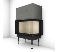 Insert bois Brunner BKH 5.0 Eck 50-82-42 porte coulissante 10 kW Couvercle en fonte ⌀ 200 mm, Anbaurahmen, schwarz 60 mm, rechts