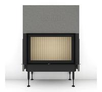 Insert bois Brunner BKH 5.0 Flach 50-82 | 10 kW porte coulissante Couvercle en fonte ⌀ 200 mm, Anbaurahmen, schwarz 60 mm