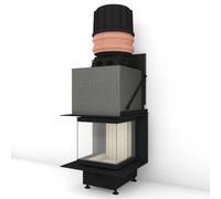 Insert bois Brunner BKH 5.0 Panorama 45-45-45-45 Schiebetür 7 kW Capot moulé MAS 440 module d'extension réservoir de stockage double coque Ø 180 mm, Cache panoramique large (table de feu), noir