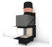 Insert bois Brunner BKH 5.0 Panorama 45-65-45-65 porte coulissante 10 kW Capot moulé MAS 440 module d'extension réservoir de stockage double coque Ø 200, Cache panoramique large (table de feu), noir