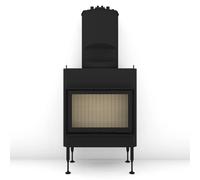Insert bois Brunner BKH 5.0 Plat 42-66 | 9 kW porte pivotante Module chaudière, Cadre avec rebord, noir