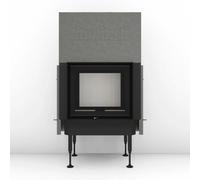 Insert bois Brunner BKH 5.0 Tunnel 42-50 | 8 kW porte coulissante/pivotante Couvercle en fonte ⌀ 200 mm, Anbaurahmen, schwarz 60 mm