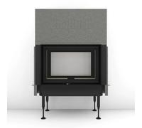 Insert bois Brunner BKH 5.0 Tunnel 42-66 | 9 kW porte coulissante/pivotante Couvercle en fonte ⌀ 200 mm, Anbaurahmen, schwarz 60 mm