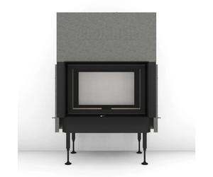 Insert bois Brunner BKH 5.0 Tunnel 42-66 | 9 kW porte coulissante/pivotante Couvercle en fonte ⌀ 200 mm, Anbaurahmen, schwarz 60 mm