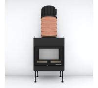 Insert bois Brunner BKH 5.0 Tunnel 42-66 | 9 kW porte pivotante/pivotante Capot moulé MAS 440 module d'extension réservoir de stockage double coque Ø 180 mm, Cadre noir