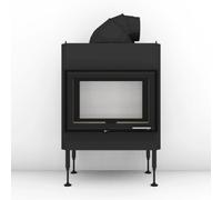 Insert bois Brunner BKH 5.0 Tunnel 42-66 | 9 kW porte pivotante/pivotante Couvercle en fonte ⌀ 200 mm, Cadre noir