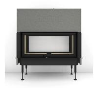 Insert bois Brunner BKH 5.0 Tunnel 42-98 | 11 kW porte coulissante/basculante Couvercle en fonte ⌀ 200 mm, Anbaurahmen, schwarz 60 mm