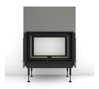 Insert bois Brunner BKH 5.0 Tunnel 50-82 | 10 kW porte coulissante/basculante Couvercle en fonte ⌀ 200 mm, Cadre noir