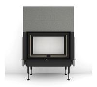 Insert bois Brunner BKH 5.0 Tunnel 50-82 | 10 kW porte coulissante/basculante Couvercle en fonte ⌀ 200 mm, Anbaurahmen, schwarz 60 mm