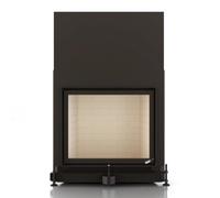 Insert bois Brunner Style Flach 62-76 Schiebetür S04.2 10,5 kW Couvercle en fonte ⌀ 200 mm, Cadre de montage noir 50 mm