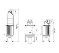 Insert bois Leda Kala S 8/9/10/11 kW F 55 flach, Rechtsanschlag (Griff links), Leistung 8kW