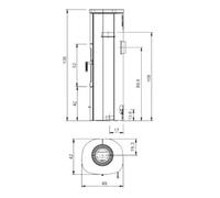 Insert bois Max Blank Turin SP Stone 5 kW Parties latérales et couvercle en pierre naturelle crème lisse, Raccordement du tuyau de fumée ci-dessus
