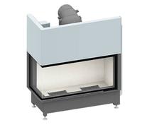 Insert bois SCHMID Ekko L 100(45) h – 9kW avec vitre en angle Hauteur de la porte 51 cm, avec ARS, Chamotte anthracite