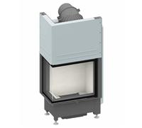 Insert bois SCHMID Ekko L 55(34) h – 7 kW avec vitre angulaire Türhöhe 51 cm, Schamotte Weiss