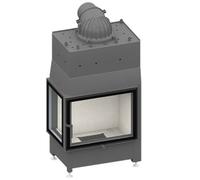 Insert bois SCHMID Ekko W L 67(45)51 s porte pivotante 14,9 kW avec pont Hauteur de la porte 51 cm, Fonte anthracite, avec ABF pierre, Charnière de la porte droite