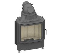Insert bois SCHMID Pano 67 s porte pivotante 9 kW Anthracite, Hauteur de la porte 45 cm, Chamotte beige lisse, gauche
