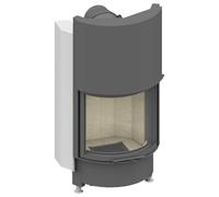 Insert bois SCHMID Ronda 55 h 7 kW porte coulissante Anthracite, Hauteur de la porte 57 cm, Chamotte beige lisse