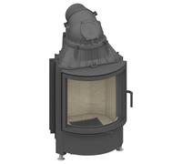 Insert bois SCHMID Ronda 55 s 7 kW porte pivotante Anthracite, Hauteur de la porte 51 cm, Chamotte beige lisse, gauche