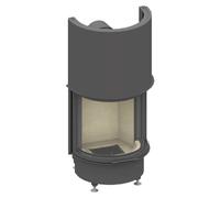Insert bois SCHMID Ronda 6057 h porte coulissante 180° 9 kW Anthracite, Hauteur de la porte 57 cm, Chamotte beige lisse