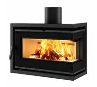 Insert cheminée Edilkamin Firebox 49 Evo G/D | 9,6 kW Ventilation naturelle, Blanc, Türe (Anschlag) links, Eckscheibe rechts