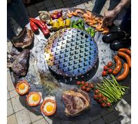 Insert de gril en acier inoxydable pour le gril à plaque de feu Grillrost.com avec trou de feu de 35cm avec brûlage des flammes