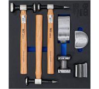 Insert de Servante d'Atelier 2/3 - Mallette 7 pcs de Tas et Marteaux de Carrosserie - Outils Robustesse et Précision - D-Work