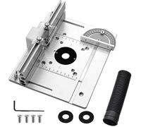 Insert de table de défonceuse - DEMA - Aluminium argenté - 240x200x5 mm - Guide d'onglet intégré