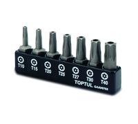 Insert de tournevis hexagonal TORX TAMPER TOPTUL 1/4 pouces 7 pièce T15 T20 T25 T30 T40