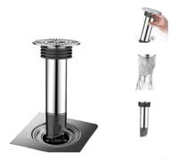 Insert d'évacuation de douche en acier inoxydable argenté avec design de longueur étendue pour éviter l'entrée de gaz d'égout pour plomberie domestique 7,2 x 7,5 cm (14 cm)