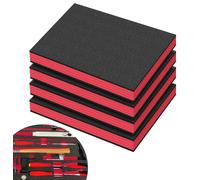 Insert en mousse pour coffret à outils, 4 pièces, 40 x 30 x 2,5 cm, rouge