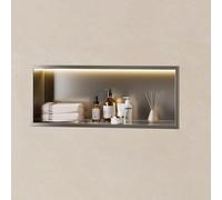 Insert mural de niche de douche, 70 x 28 x 12,5 cm, étagère encastrée, rangement de salle de bain, antirouille et durable pour rénovation Noir