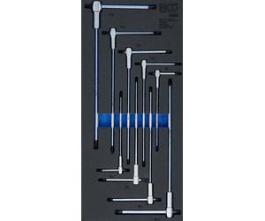 Insert pour chariot d'atelier 1/3 : jeu de tournevis à manche coulissant en T | profil en T (pour Torx) | T10 - T50 | 9 pièces