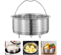 Insert vapeur en acier inoxydable 304 pour cuiseur à vapeur, diamètre 17,5 cm, hauteur 9,5 cm, couleur argent – mailles fines, pieds antidérapants, pour la cuisson à la vapeur de légumes et de riz, 1 