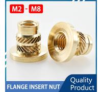Inserts d'écrou filetés en cuivre M2 M2.5 M3 M4 M5 M6 M8 pour ordinateur portable, écrous en T à bride d'impression 3D, filetage moleté, écrous d'insertion de chauffage thermofusible 30pcs
