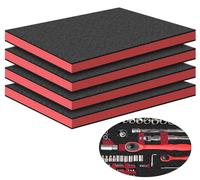 Inserts en mousse pour coffret à outils, lot de 4, plaque en mousse de polyuréthane, 40 x 30 x 2,5 cm, rouge