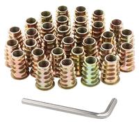 Inserts filetés pour meubles en bois, M8x20mm, 100 pièces, alliage de zinc, à encastrement hexagonal avec clé
