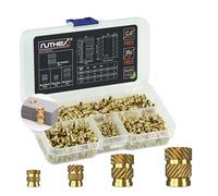 Inserts filetés ruthex #2-56/#4-40/#8-32/#10-24 UNC Boîte d'assortiment - 70 + 100 + 50 + 50 pièces - Douille filetée en laiton sans plomb - Écrou d'insertion pour plastique - Fusion dans des pièces