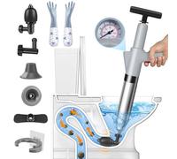 inShareplus Déboucheur de Toilettes Haute Pression Gris, kit très résistant avec 4 têtes remplaçables et Gants, pour WC, évier et Baignoire Violet