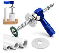 Inside Pipe Cutter for PVC Pipe, Adjustable Drill Tool with Handle (Blue) | Adjustable Cutting Depth, 1/4 Inch Shank, Diamond Cutting Wheel, Auxiliary Handle, Tight-Space Access