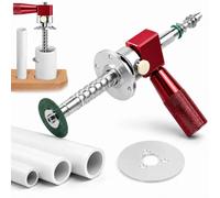Inside Pipe Cutter for PVC Pipe, Adjustable Drill Tool with Handle (Red) | Adjustable Cutting Depth, 1/4 Inch Shank, Diamond Cutting Wheel, Auxiliary Handle, Tight-Space Access