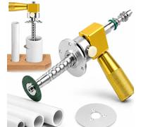 Inside Pipe Cutter for PVC Pipe, Adjustable Drill Tool with Handle (Yellow) | Adjustable Cutting Depth, 1/4 Inch Shank, Diamond Cutting Wheel, Auxiliary Handle, Tight-Space Access