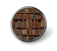 Insigne de bibliothèque classique et mignon - Broche ronde tendance en métal exquis - Pour vêtements, sac à dos, chapeaux, vestes